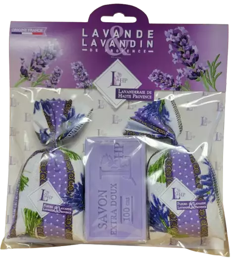 Coffret trio pochons et savon lavande